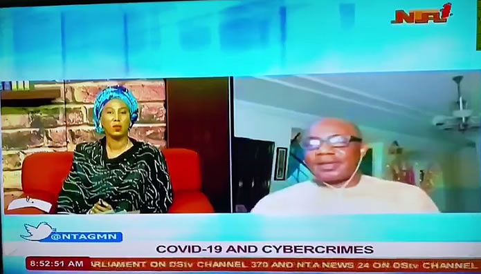 Dr. Bayero Agabi speaks on Covid-19 and Cyber Crimes on NTA live broadcast