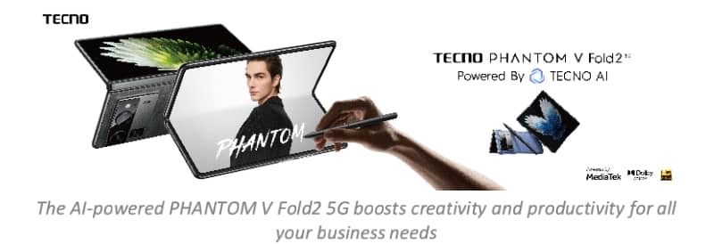 TECNO Unveils PHANTOM V Fold2 5G – An AI-enhanced Large-Screen Powerhouse of Productivity and Creativity